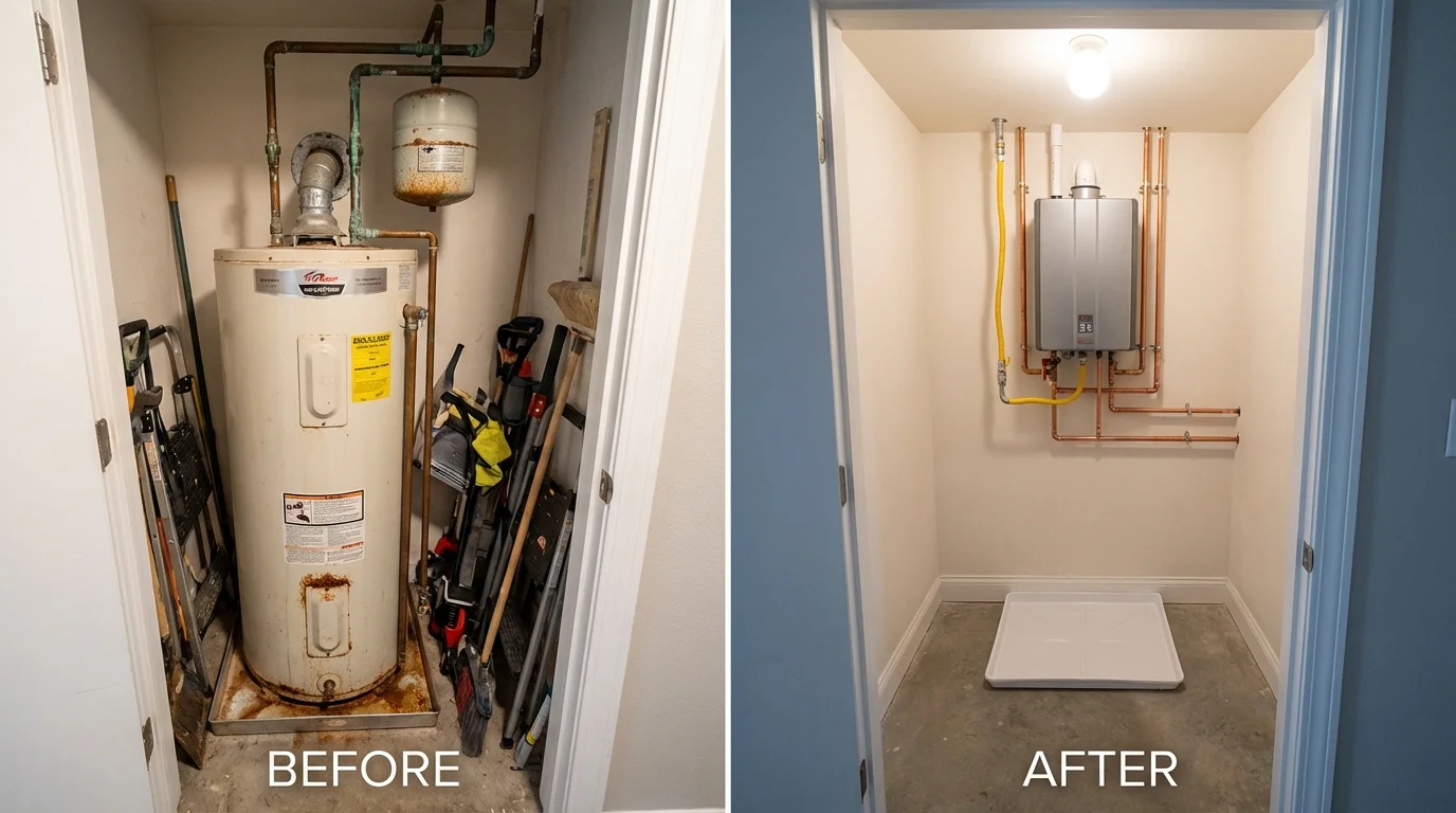 Tank water heater versus wall-mounted tankless unit comparison for Harvest, AL homeowners