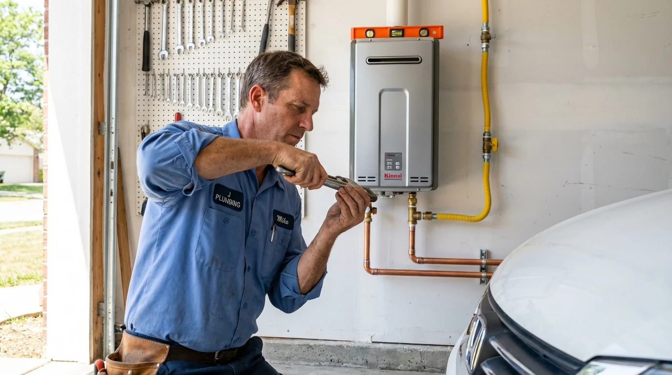 Tankless water heater installation by a Johns Plumbing LLC plumber in Harvest